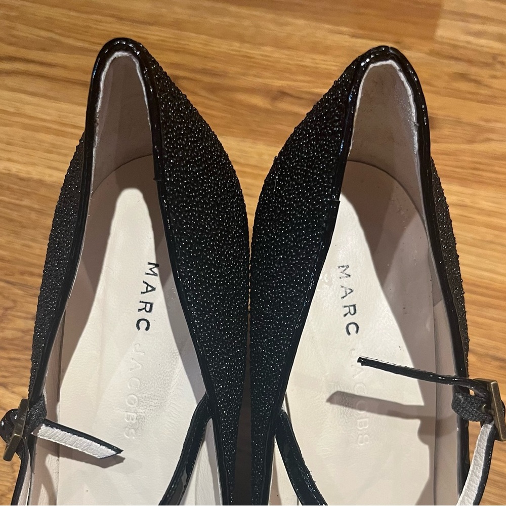 MARC JACOBS Sparkling Black Leather Stiletto Heels Size 8.5M - Picture 8 of 13